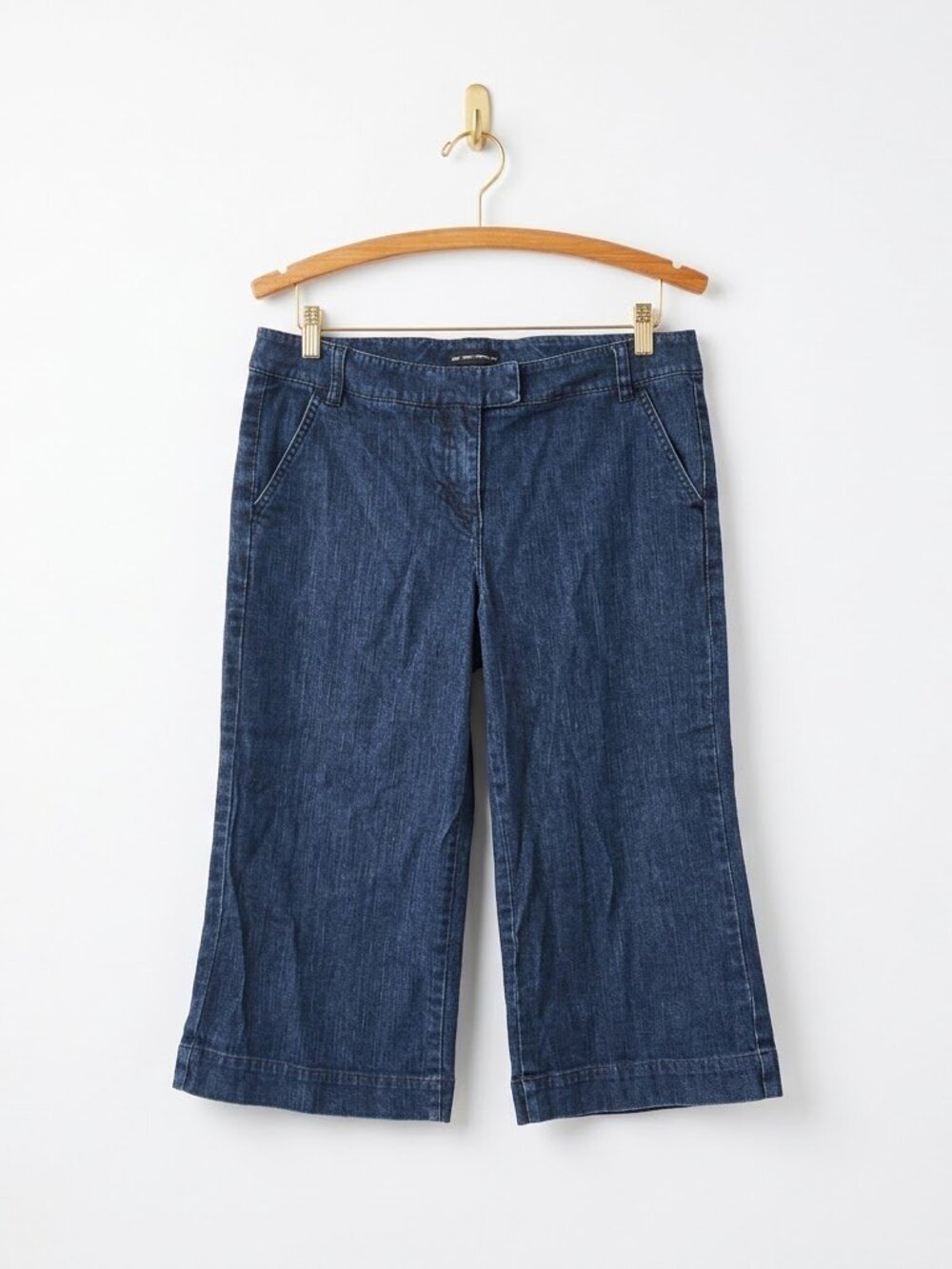 Denim Culottes Size 10 Wide Leg Gaucho Dark Wash Trouser Preppy Cropped